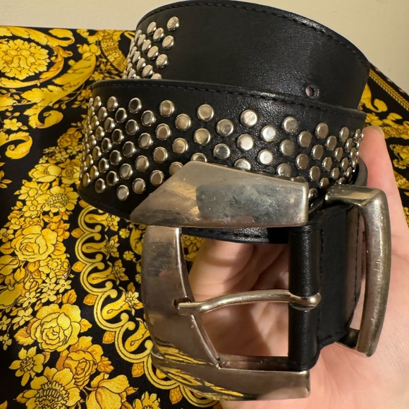 Gianni Versace Versus Studded Big Buckle Leather Belt - Picture 3 of 8